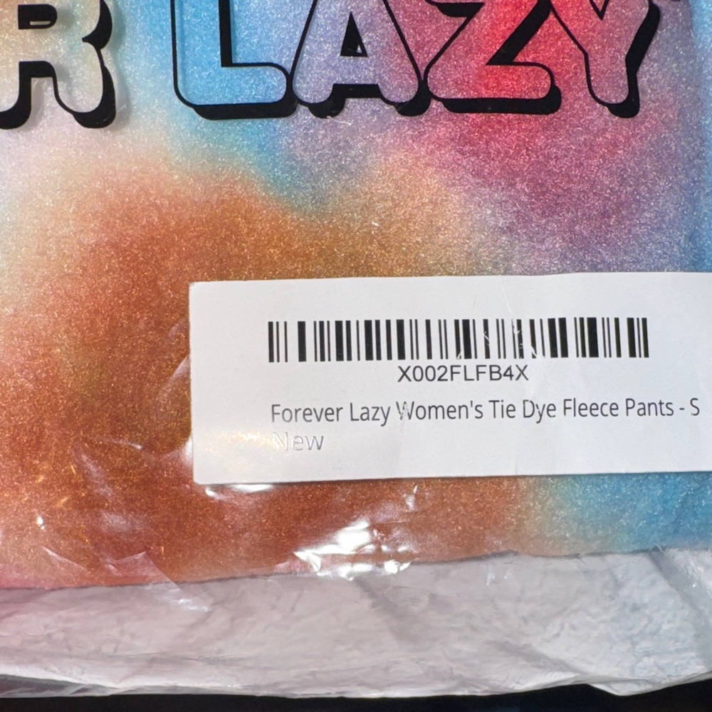 Forever Lazy Rainbow Tie-Dye Fleece Pants -Size Small-NWT - Picture 2 of 10